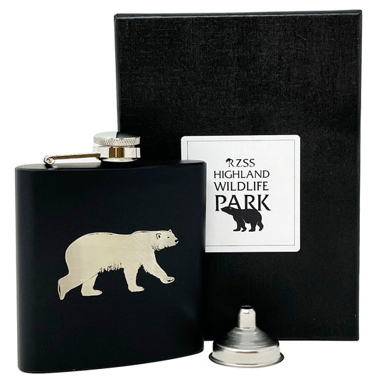 HWP 6oz Black Hip Flask Polar Bear