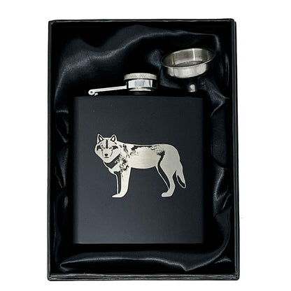 This brand new exclusive Highland Wildlife Park Wolf Hip flask is one of a kind. It comes in a lovely Highland Wildlife Park box and is the ideal gift to give to someone this festive season.  6oz S/Steel  Box Dimensions: 17cm x 12cm  Flask Dimensions: 10.5cm x 9cm