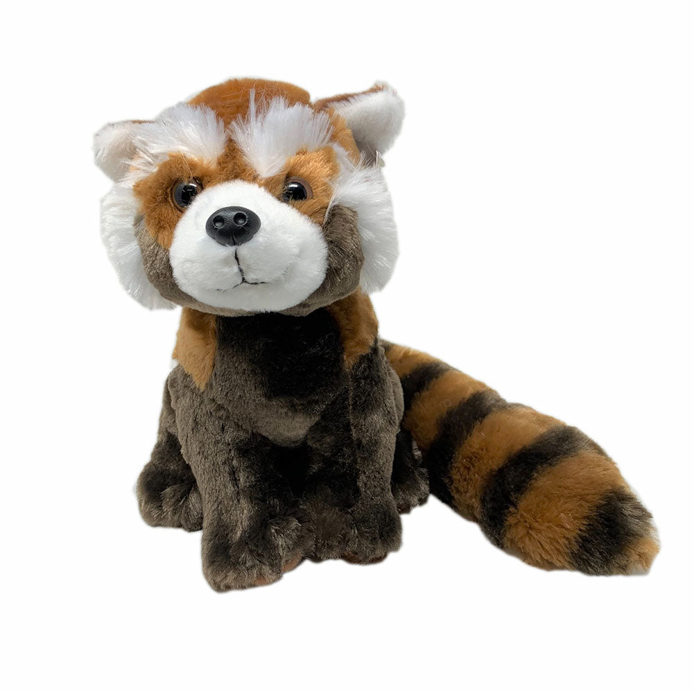 This red panda by Ravensden is soft and very huggable. The toy has a full plush body, a long, wide luxurious tail and hard eyes.   30cm tall (including tail)  Suitable from birth.  Hand Wash