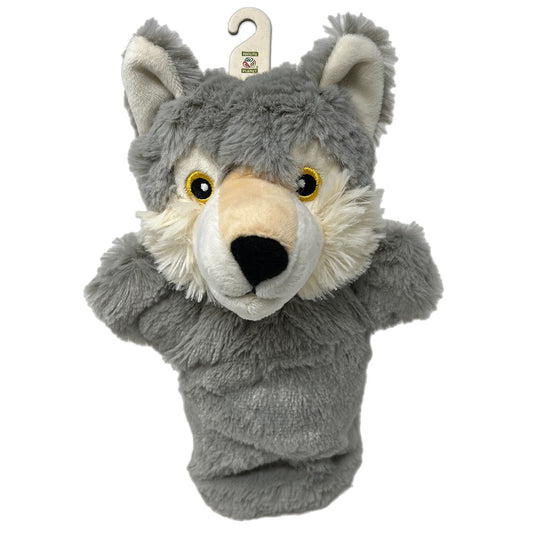 This fun Re-Pets Wolf hand puppet by Nature Planet is a perfect gift for any animal lover!   Made from 100% recycled materials for eco friendly fun.  23cm Tall  Hand Wash