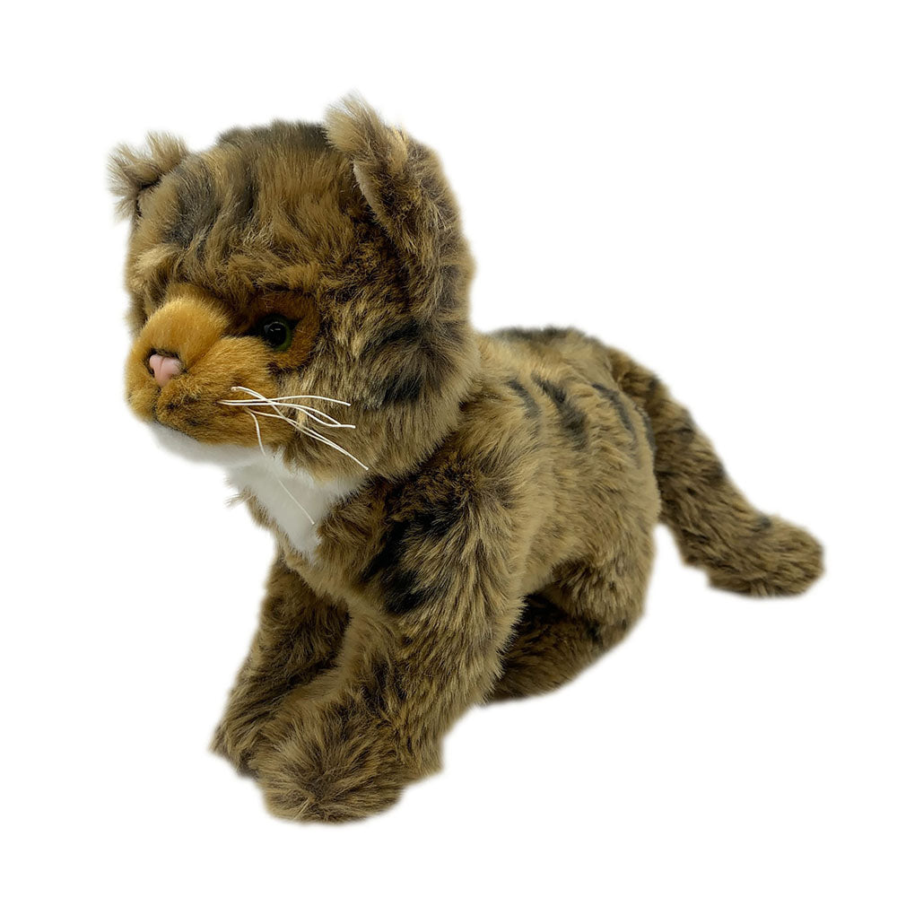 This Scottish wildcat soft toy is so soft and cuddly. A bespoke product, made for the RZSS wildcat conservation project. Find out more about this project by visiting rzss.org.uk/wildcats.   By purchasing this wildcat, you will also be supporting an education project in Nepal through Plan International.   The wildcat toy stands approximately 22cm (7.5") tall.  Exclusive Royal Zoological Society of Scotland conservation logo on the label. 