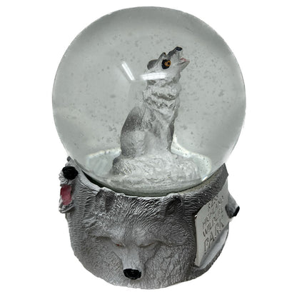 This Wolf Snow Globe with Highland Wildlife Park shield is beautiful and mystical. Crystal clear glass filled with water and sparkly snow falling around a howling wolf. The base is made from resin and hand painted.
