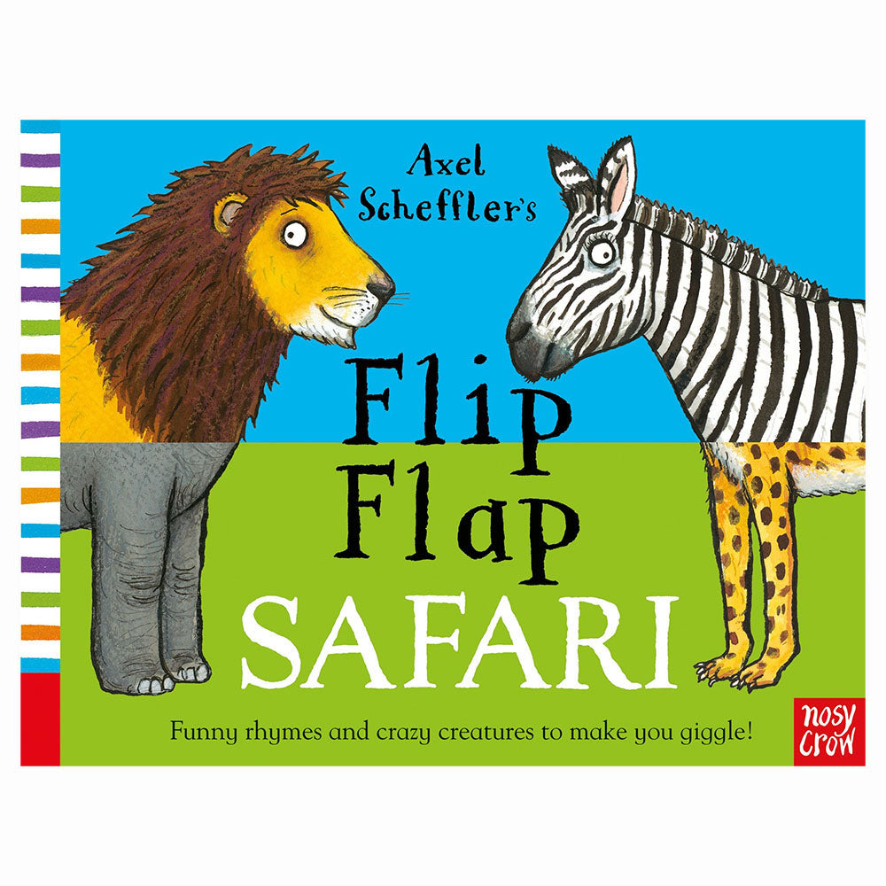 With its sturdy, split pages and spiral binding, 121 possible combinations, silly names and animal noises to make you giggle, this hilarious rhyming flip-flap safari book by Axel Scheffler in a fun format, is perfect for pre-schoolers.  Little readers will adore flipping the animals again and again to see what crazy creatures they can create – and to find out what strange noises they make too.